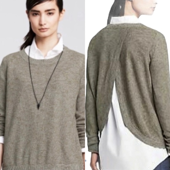 Banana Republic Sweaters - Banana Republic Split Back Lightweight Merino Sweater Slate Blue XS